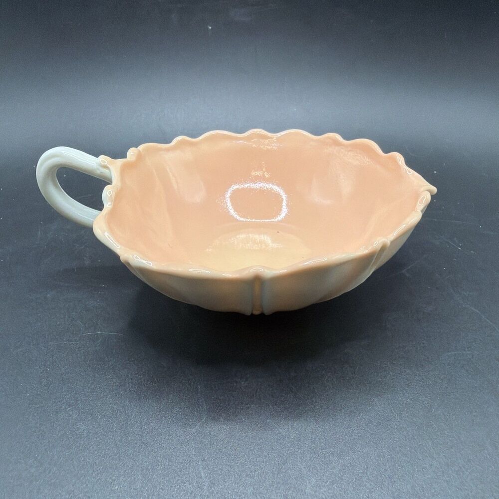 Vintage Anchor Hocking White Vitrock and Peach Oyster and Pearl Nappy Bowl